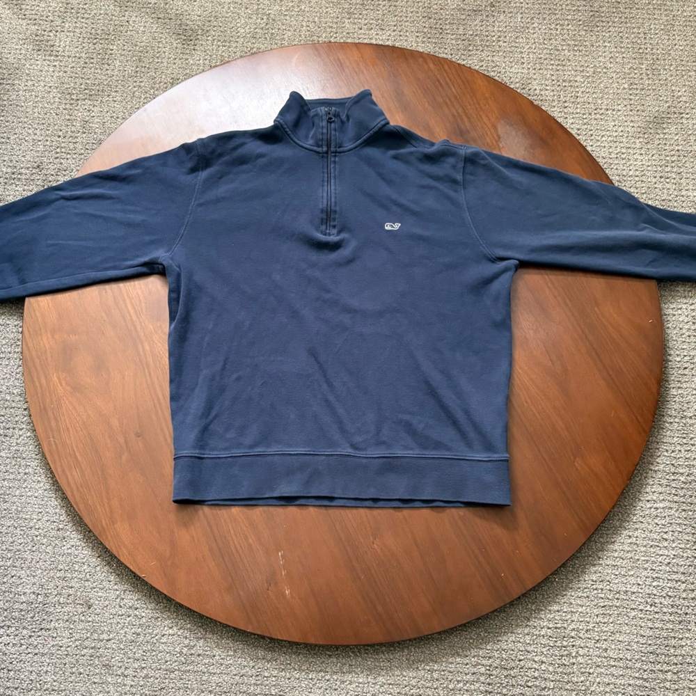 Vineyard Vines Sweater Quarter-Zip Navy Blue Women's XS 100% Cotton